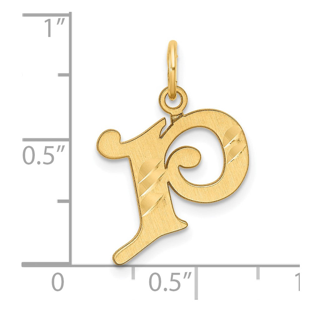 14K Gelbgold Diamantiert Buchstabe P Initiale Charm