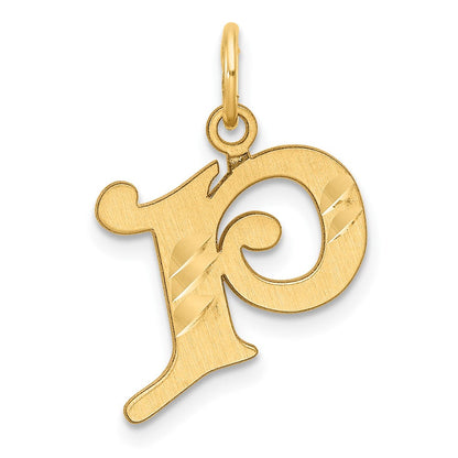14K Gelbgold Diamantiert Buchstabe P Initiale Charm