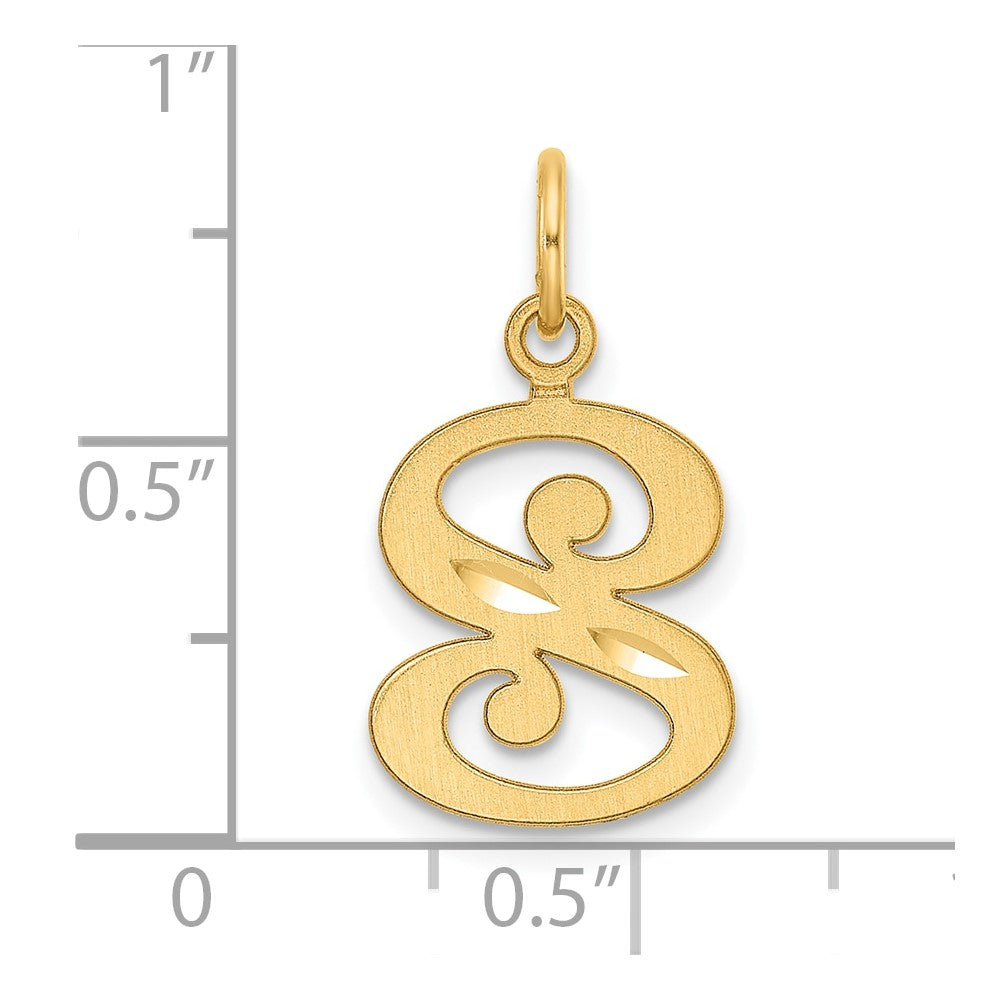 14K Gelbgold Diamantiert Buchstabe S Initiale Charm