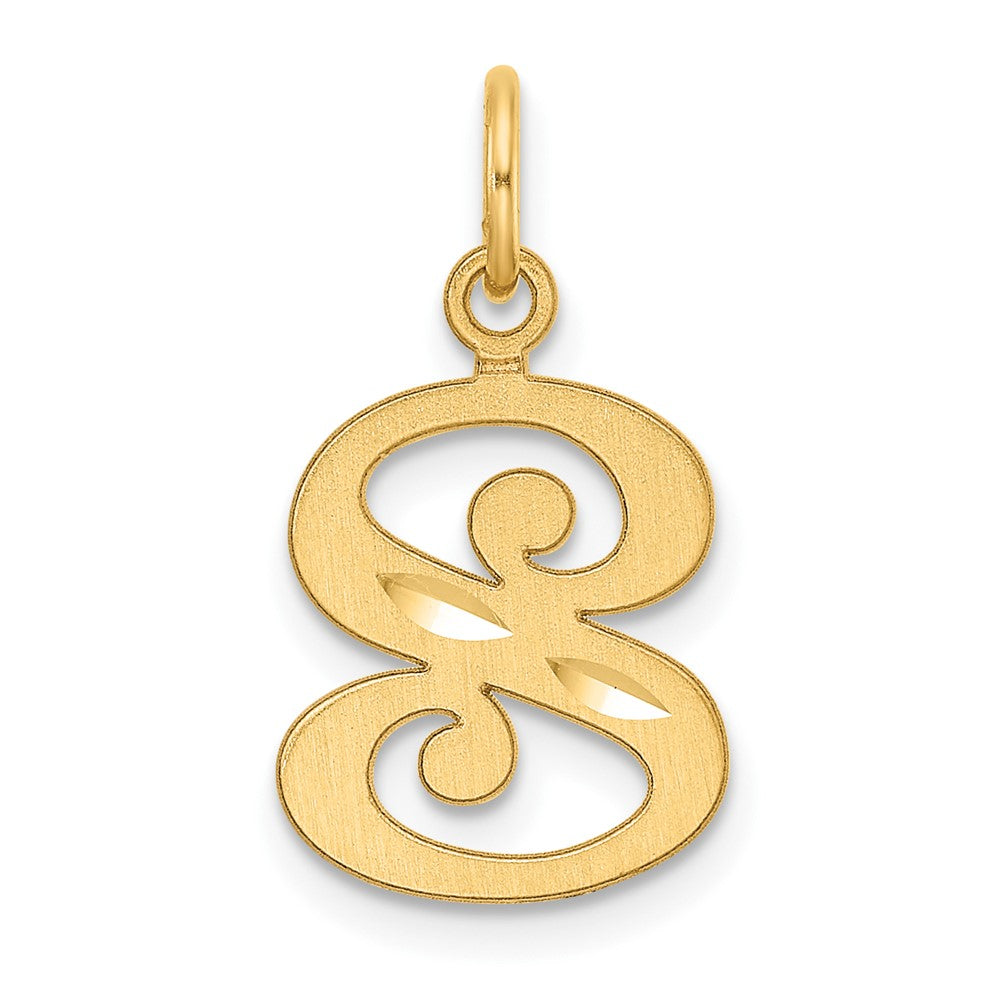 14K Gelbgold Diamantiert Buchstabe S Initiale Charm