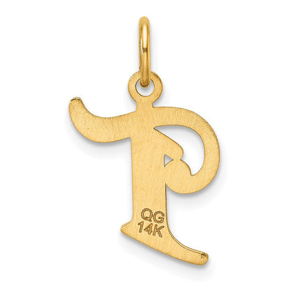14K Gelbgold Diamantiert Buchstabe T Initiale Charm