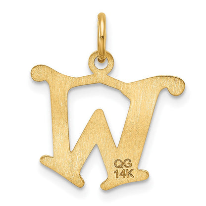 14K Gelbgold Diamantiert Buchstabe W Initiale Charm