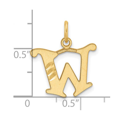 14K Gelbgold Diamantiert Buchstabe W Initiale Charm
