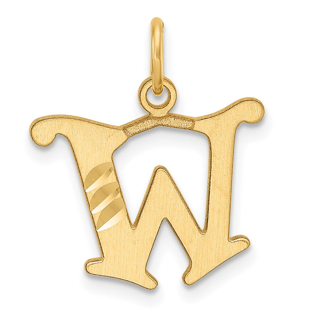 14K Gelbgold Diamantiert Buchstabe W Initiale Charm