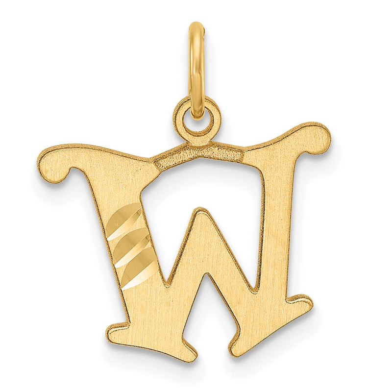 14K Gelbgold Diamantiert Buchstabe W Initiale Charm