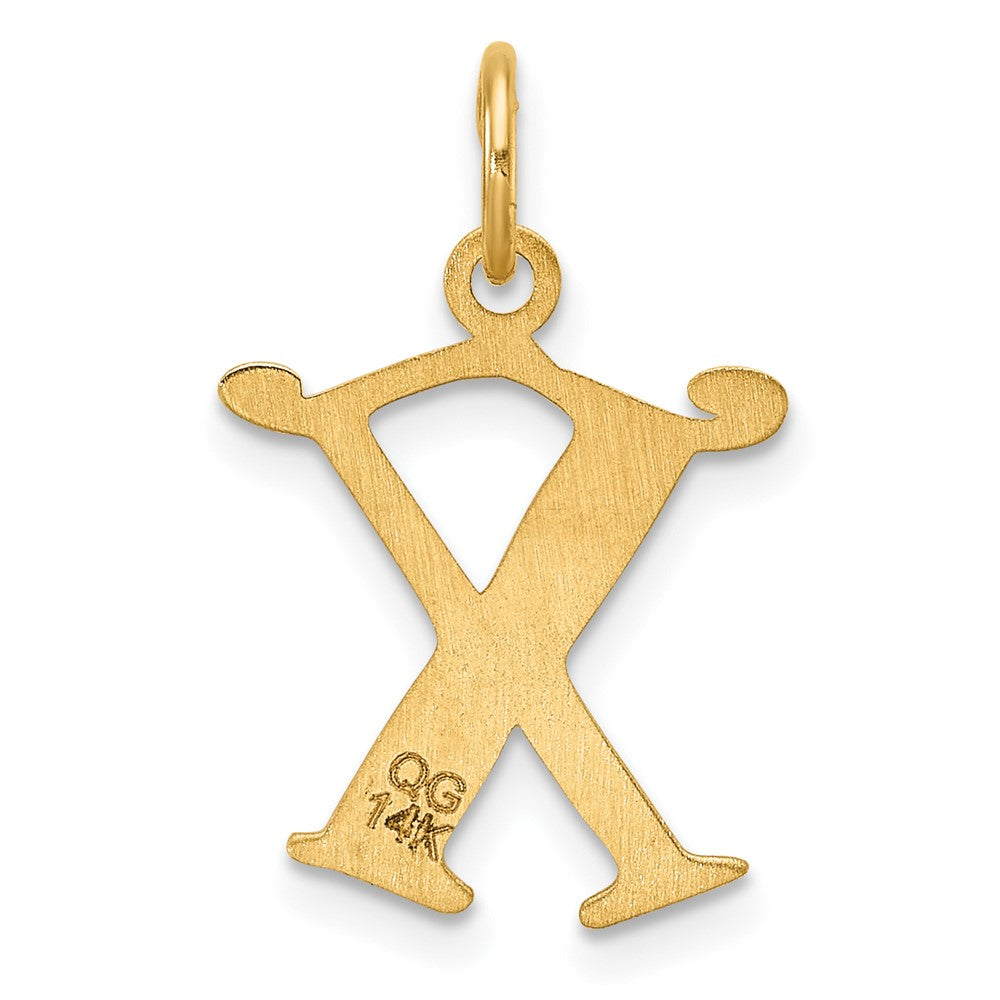 14K Gelbgold Diamantiert Buchstabe X Initiale Charm