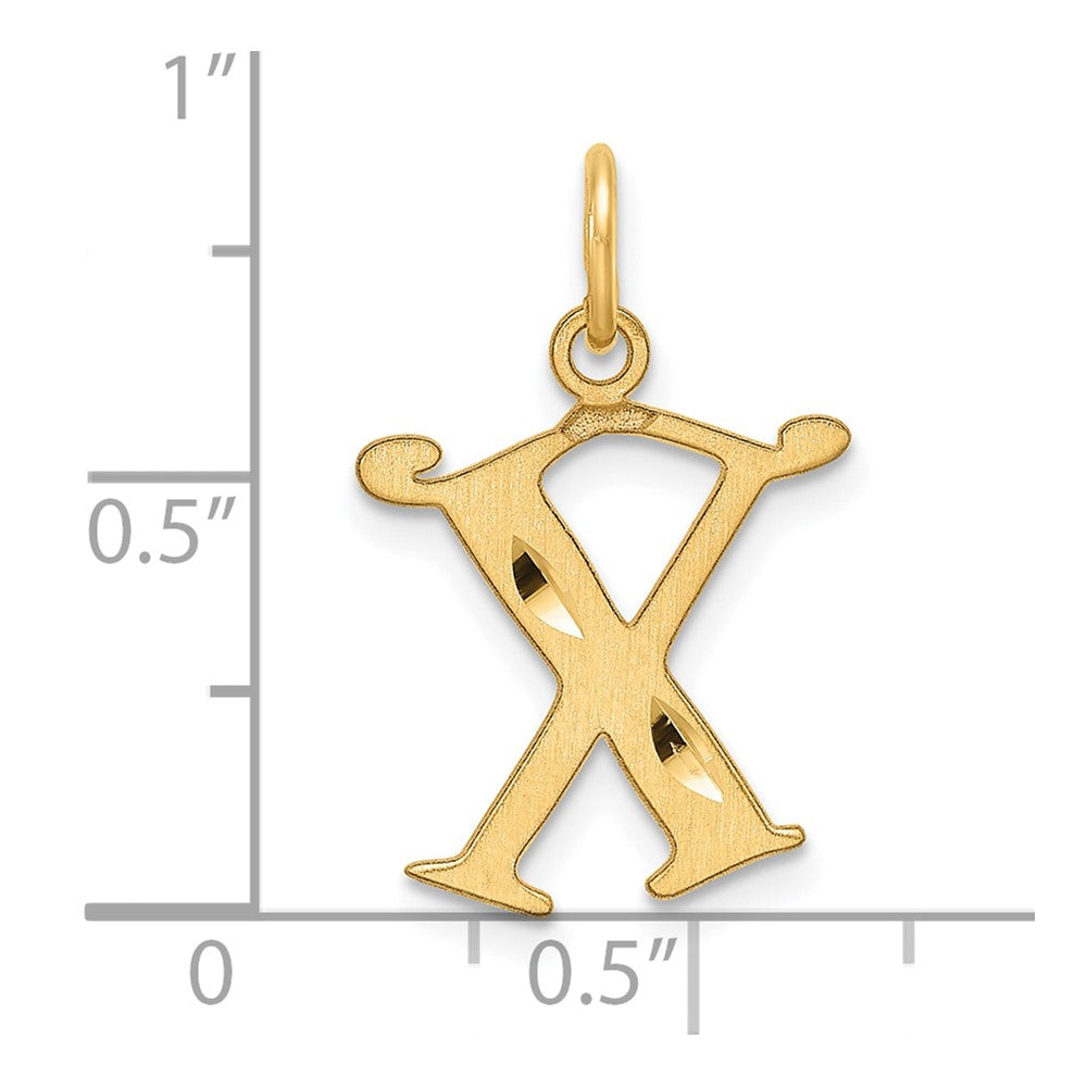 14K Gelbgold Diamantiert Buchstabe X Initiale Charm
