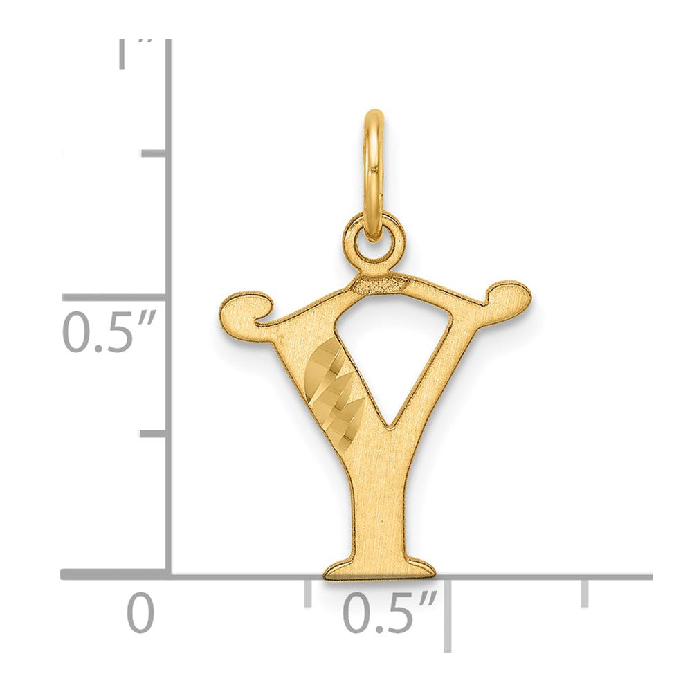 14K Gelbgold Diamantiert Buchstabe Y Initiale Charm