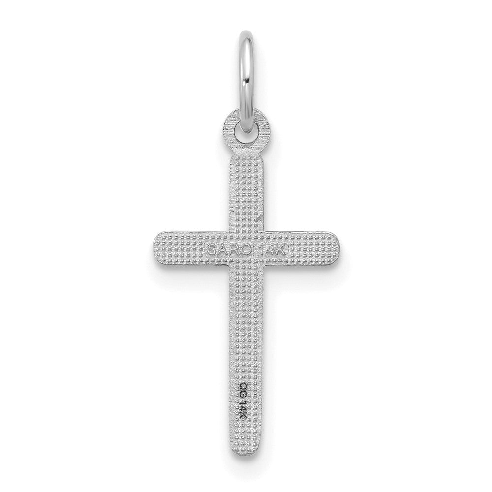14K Weißgold Kreuz Anhänger