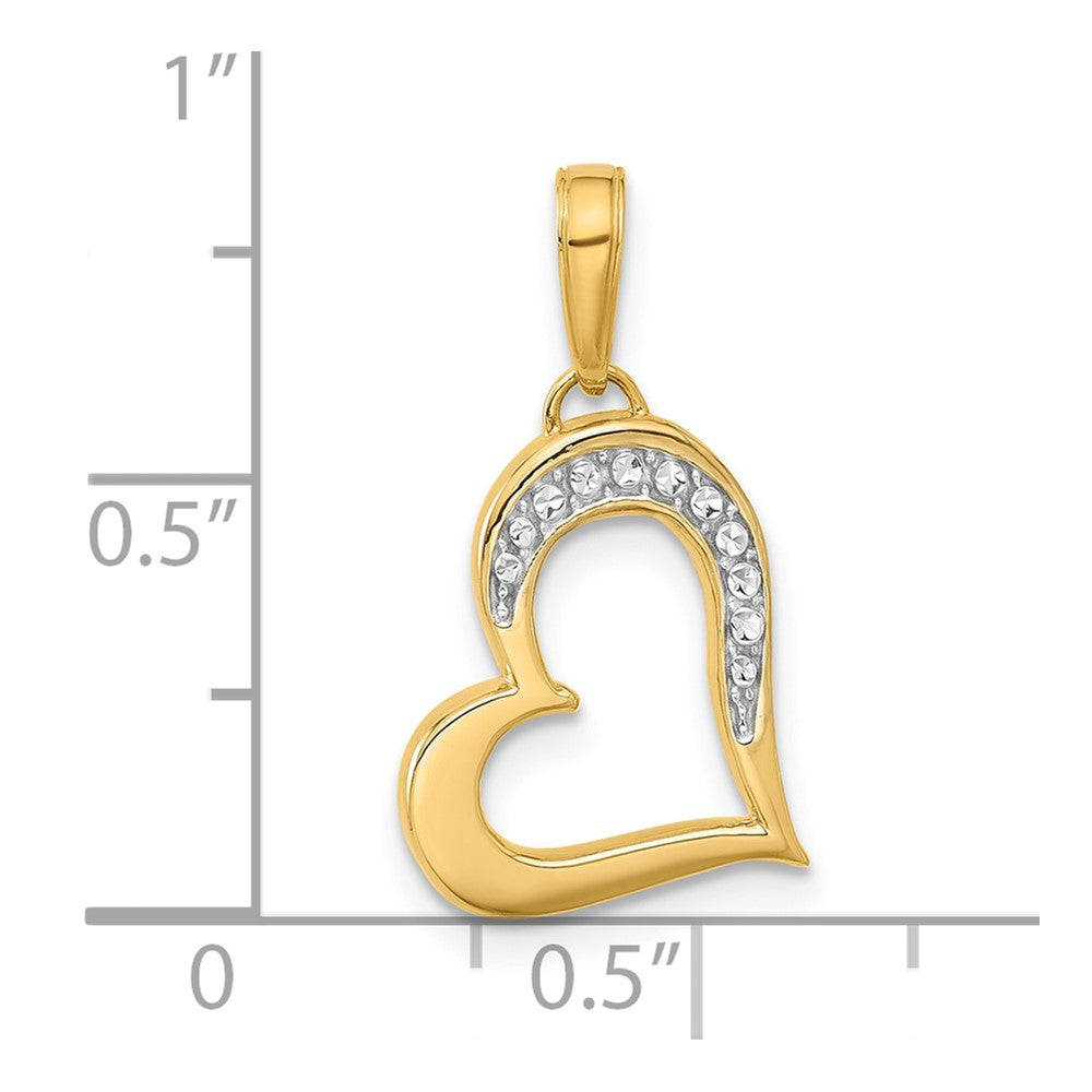 14K Gelb & Rhodium und Weiß Rhodium Diamantiert Herz Anhänger