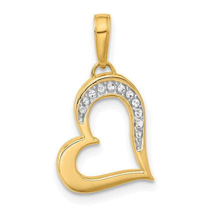 14K Gelb & Rhodium und Weiß Rhodium Diamantiert Herz Anhänger