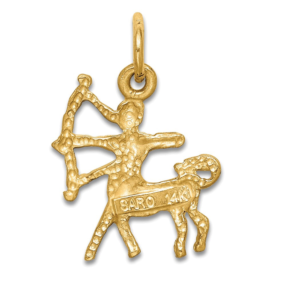 14K Gelbgold Satiniert Diamantiert Sagittarius Tierkreis Charm