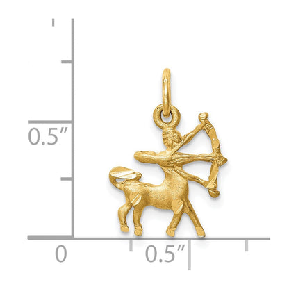 14K Gelbgold Satiniert Diamantiert Sagittarius Tierkreis Charm