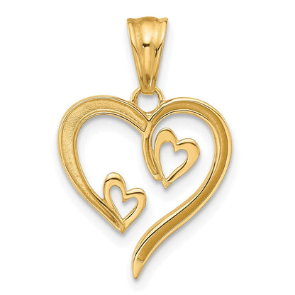 14K Gelb & Rhodium mit Weiß Rhodium Diamantiert Offen Herzen Anhänger