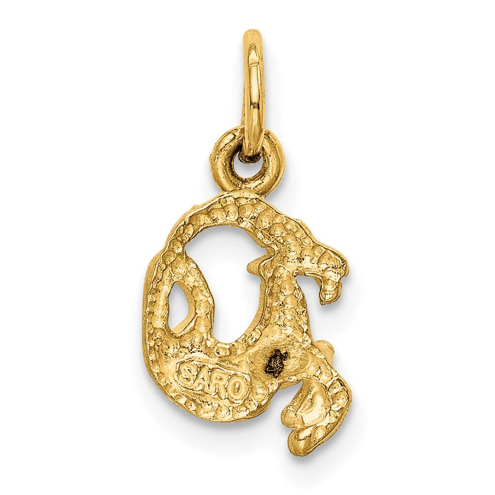 14K Gelbgold Satiniert Diamantiert Capricorn Tierkreis Charm