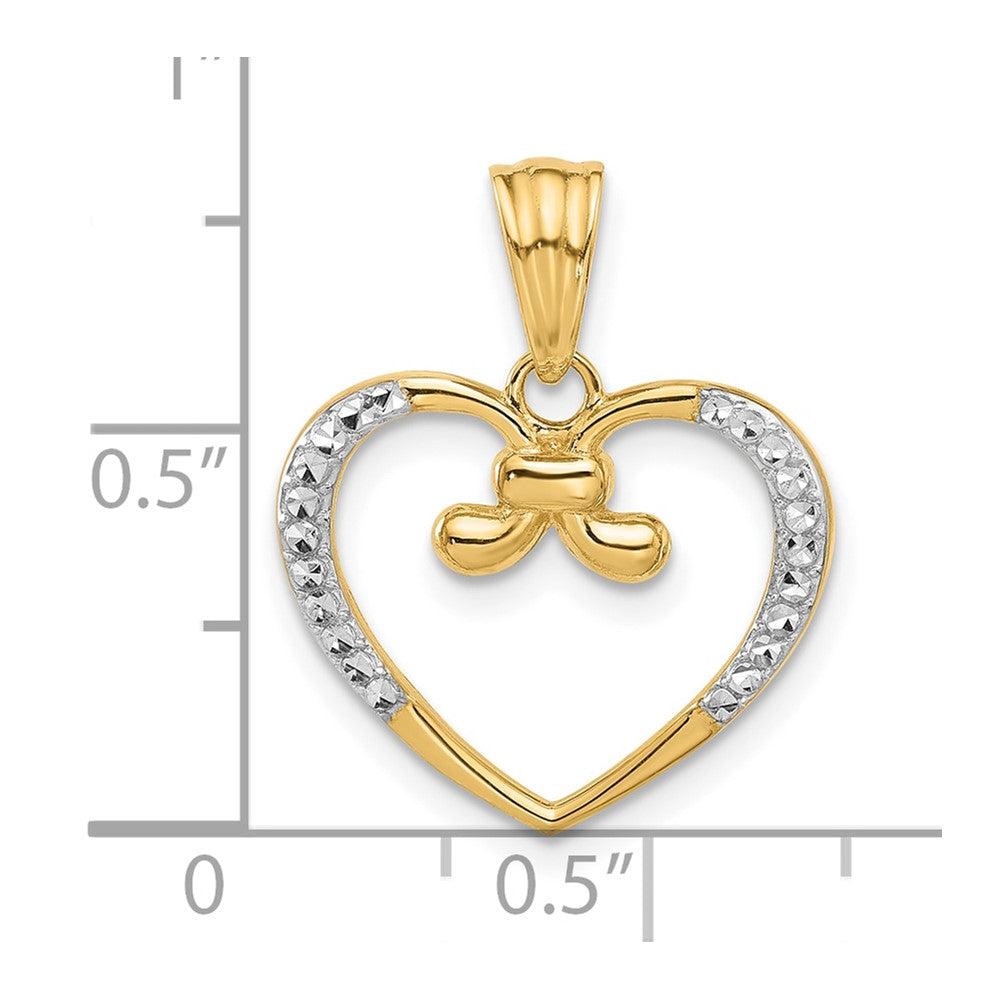 14K Gelb & Rhodium und Weiß Rhodium Diamantiert Herz Anhänger