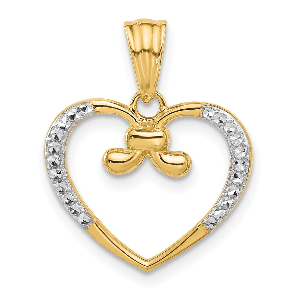 14K Gelb & Rhodium und Weiß Rhodium Diamantiert Herz Anhänger