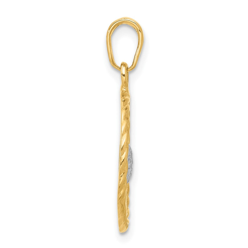 14K Gelb & Rhodium und Weiß Rhodium Diamantiert Herz Mama Anhänger