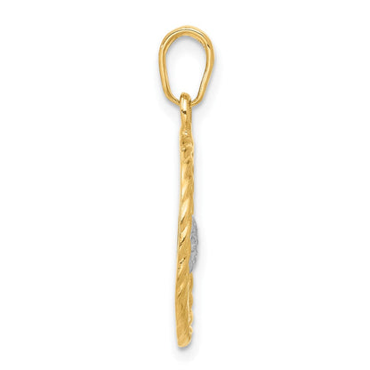 14K Gelb & Rhodium und Weiß Rhodium Diamantiert Herz Mama Anhänger