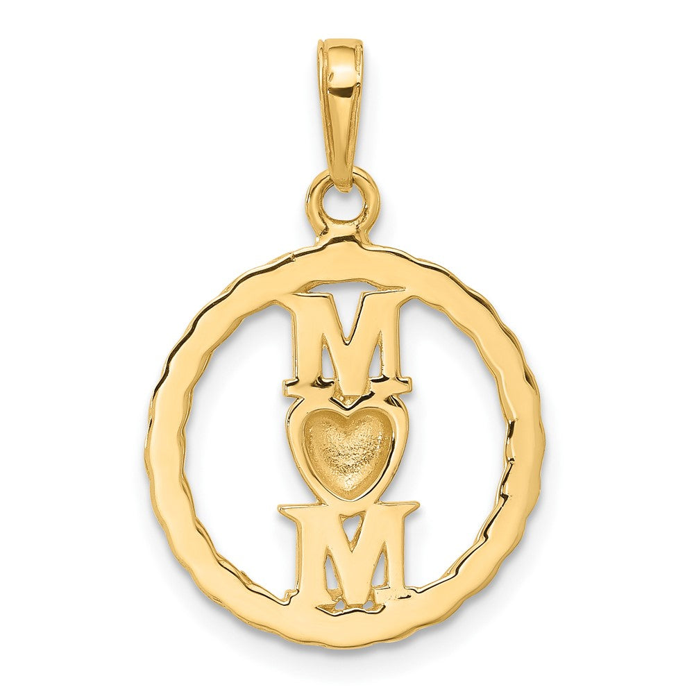 14K Gelb & Rhodium und Weiß Rhodium Diamantiert Herz Mama Anhänger