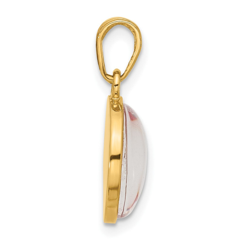 14K Gelbgold Poliert mit Rosa Emaille und Klar Epoxid Resin It Mädchen Anhänger