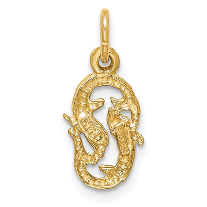 14K Gelbgold Satiniert Diamantiert Pisces Tierkreis Charm