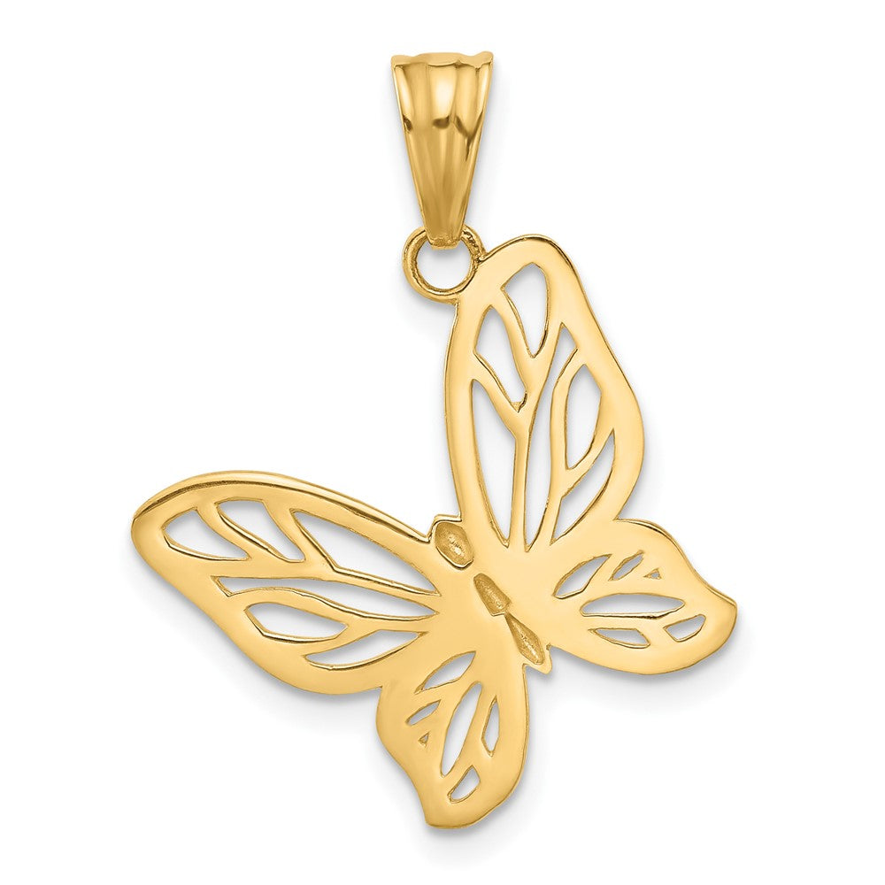 14K Gelb & Rhodium und Weiß Rhodium Diamantiert Schmetterling Anhänger