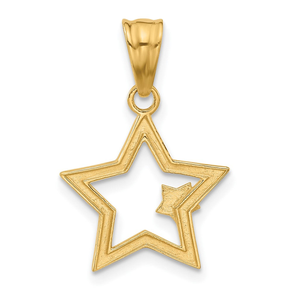 14K Gelb & Rhodium und Weiß Rhodium Diamantiert Sterne Anhänger