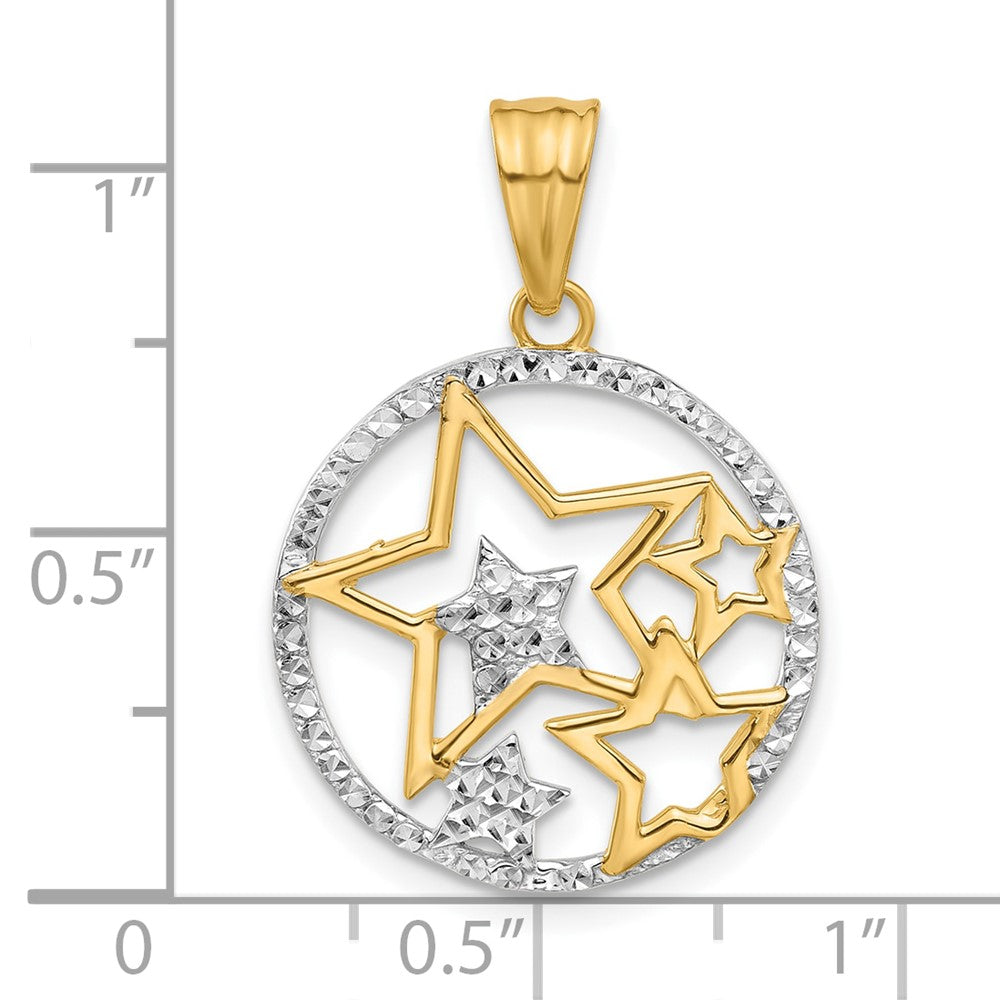 14K Gelb & Rhodium und Weiß Rhodium Diamantiert Sterne Anhänger
