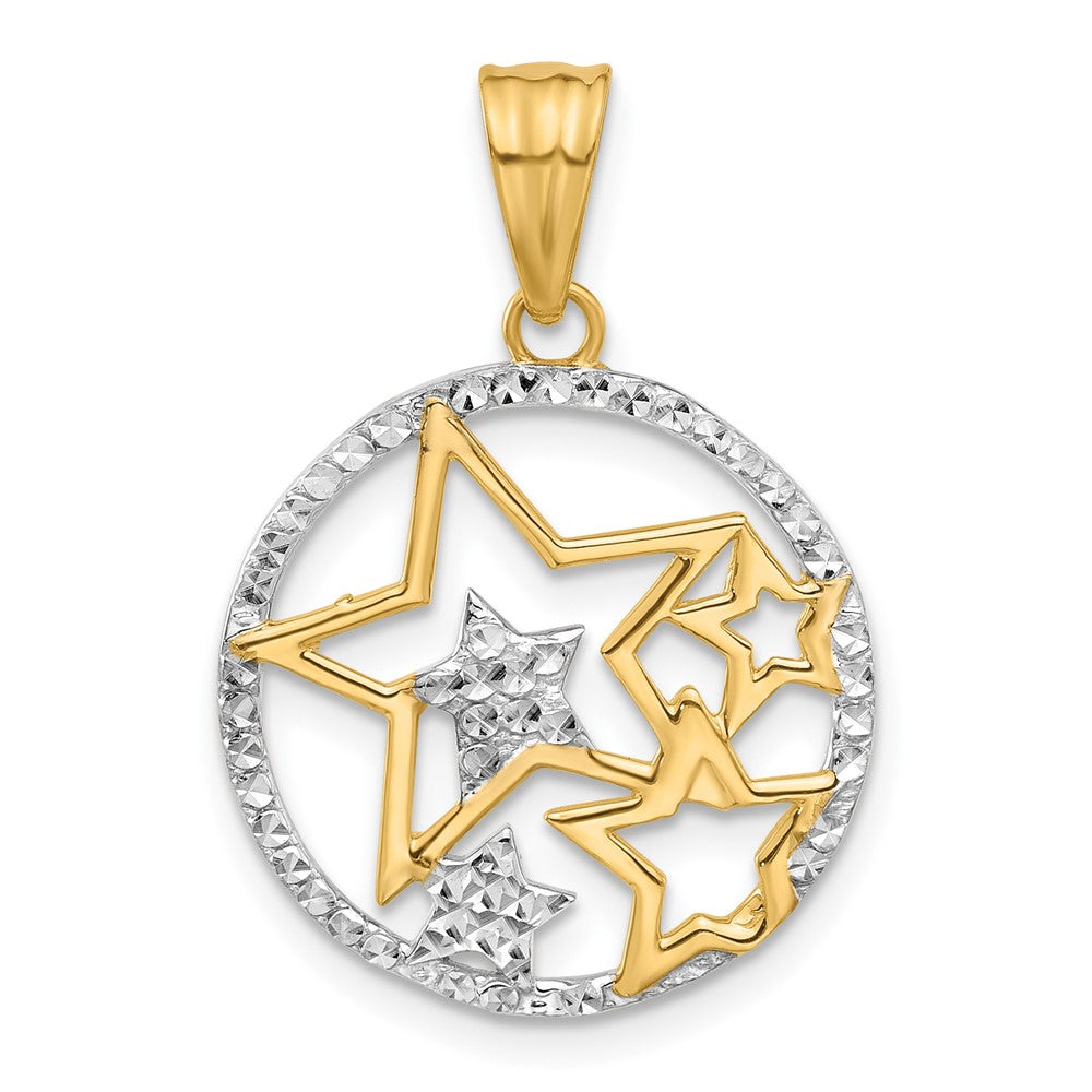 14K Gelb & Rhodium und Weiß Rhodium Diamantiert Sterne Anhänger