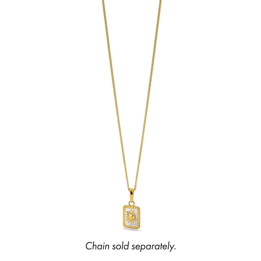 14K Gelb & Rhodium und Weiß Rhodium Sonne in Rahmen Anhänger
