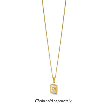 14K Gelb & Rhodium und Weiß Rhodium Sonne in Rahmen Anhänger