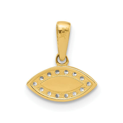 14K Gelbgold Poliert Zirkonia und Emaille Böse Auge Anhänger