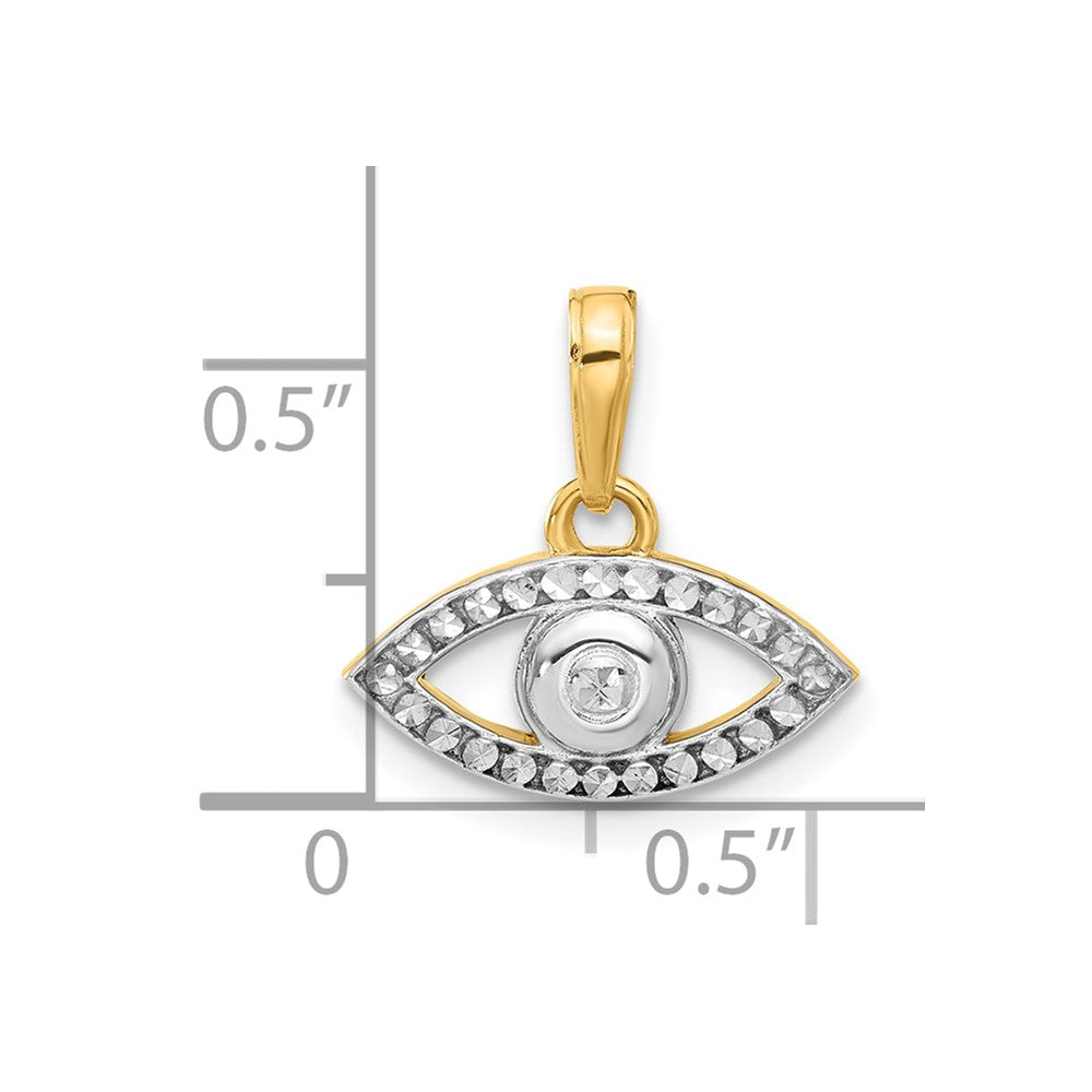 14K Gelb & Rhodium und Weiß Rhodium Diamantiert Böse Auge Anhänger
