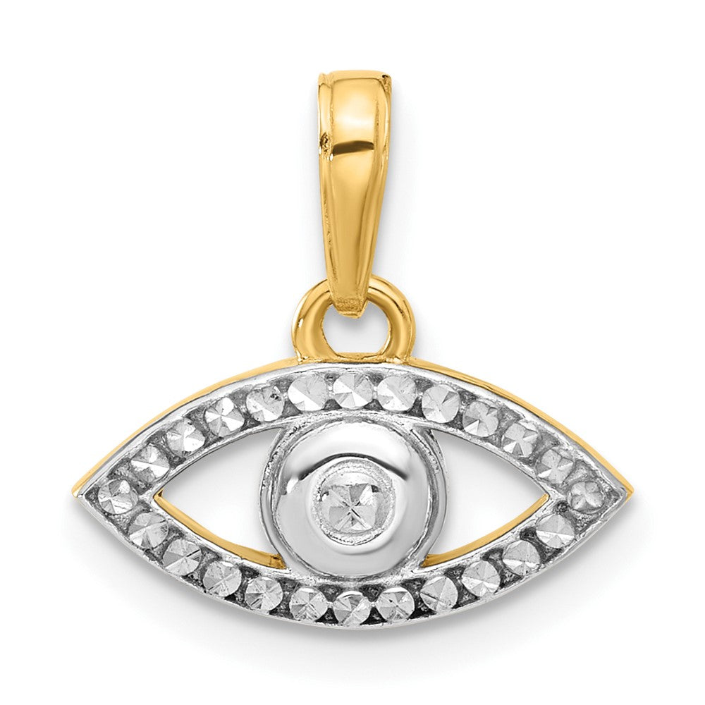 14K Gelb & Rhodium und Weiß Rhodium Diamantiert Böse Auge Anhänger