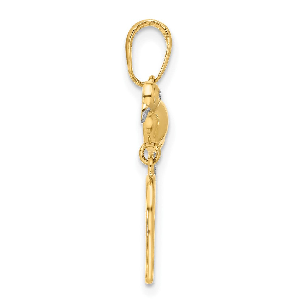 14K Gelb & Rhodium und Weiß Rhodium Diamantiert Vogel auf Vogel Cage Anhänger