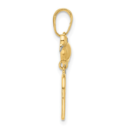 14K Gelb & Rhodium und Weiß Rhodium Diamantiert Vogel auf Vogel Cage Anhänger