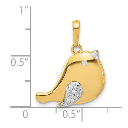 14K Gelb & Rhodium und Weiß Rhodium Diamantiert Vogel Anhänger