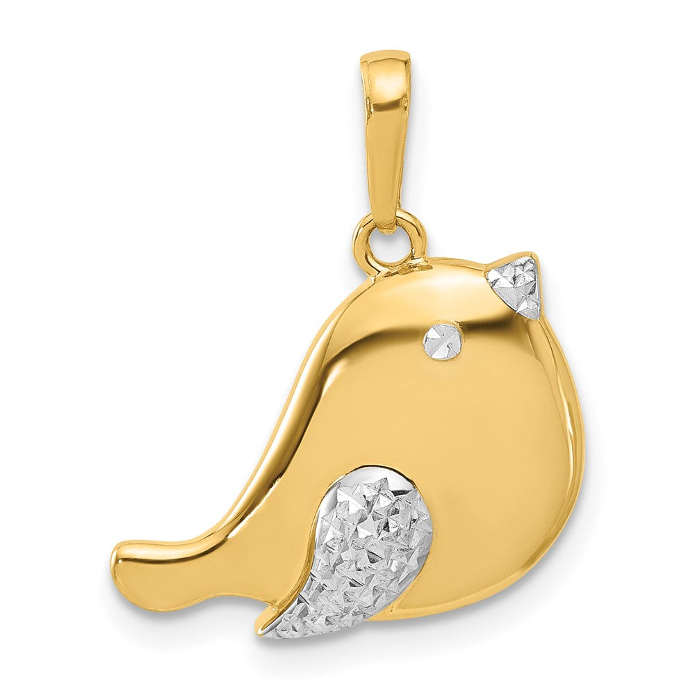 14K Gelb & Rhodium und Weiß Rhodium Diamantiert Vogel Anhänger