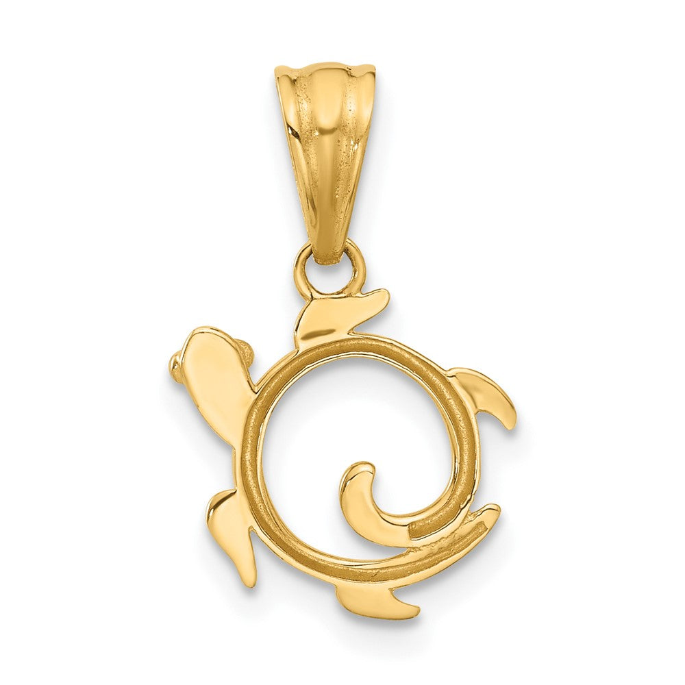 14K Gelb & Rhodium mit Weiß Rhodium Diamantiert Wirbel Schildkröte Anhänger