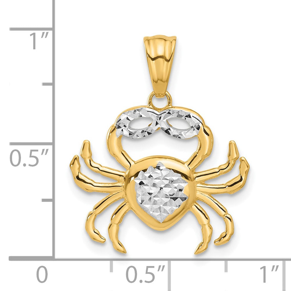 14K Gelb & Rhodium mit Weiß Rhodium Poliert und Diamantiert Krabbe Anhänger