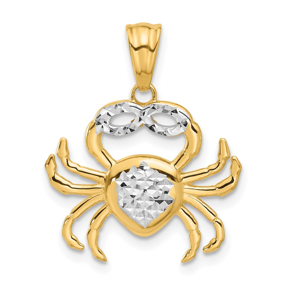 14K Gelb & Rhodium mit Weiß Rhodium Poliert und Diamantiert Krabbe Anhänger
