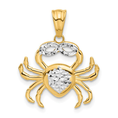 14K Gelb & Rhodium mit Weiß Rhodium Poliert und Diamantiert Krabbe Anhänger