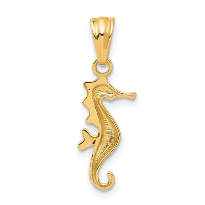 14K Gelb & Rhodium mit Weiß Rhodium Poliert und Diamantiert Seepferdchen Anhänger