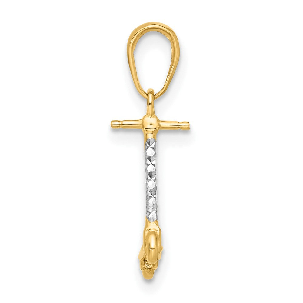 14K Gelb & Rhodium und Weiß Rhodium Diamantiert 3d Scooter Anhänger