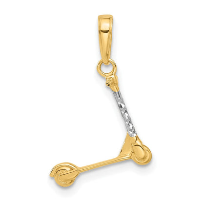 14K Gelb & Rhodium und Weiß Rhodium Diamantiert 3d Scooter Anhänger