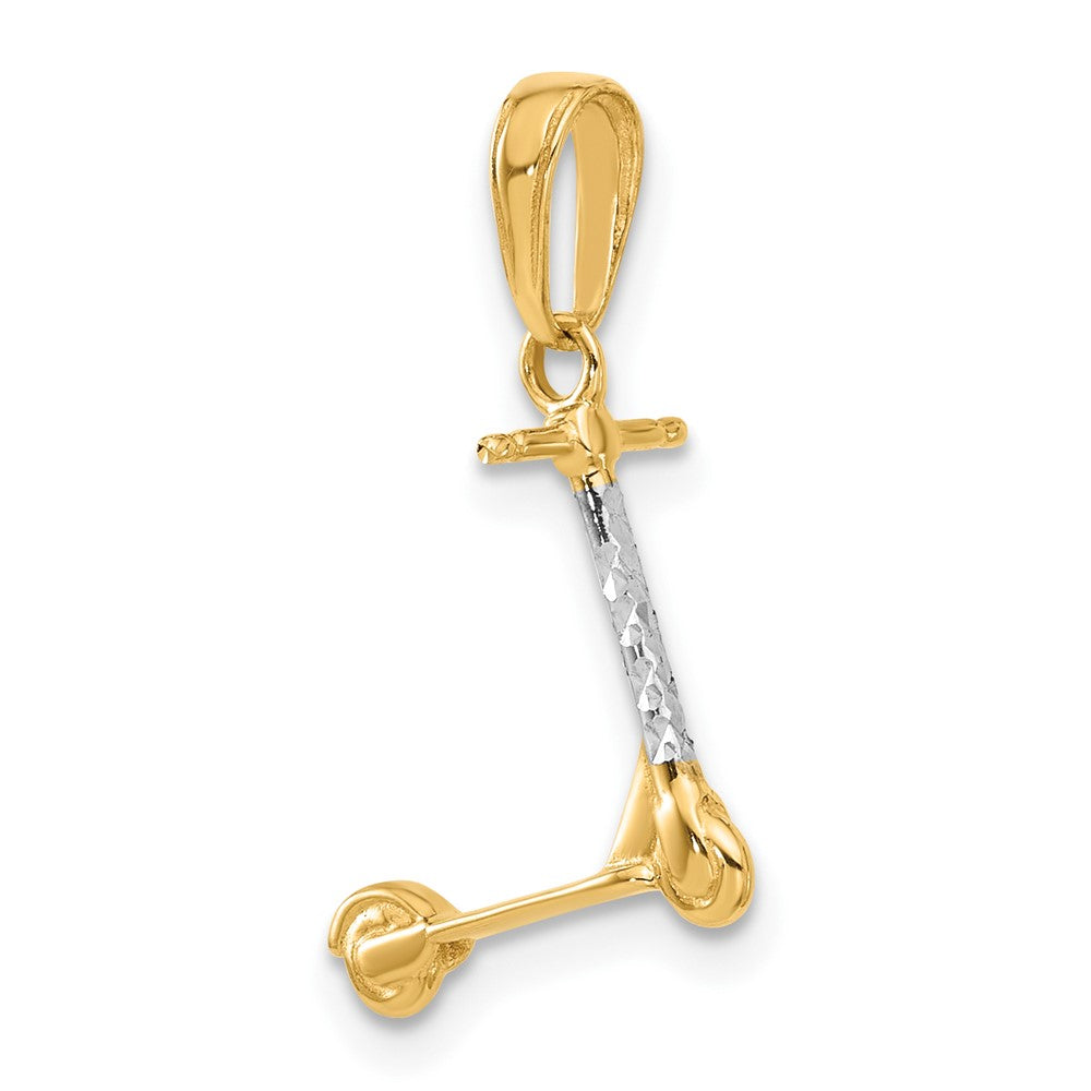 14K Gelb & Rhodium und Weiß Rhodium Diamantiert 3d Scooter Anhänger