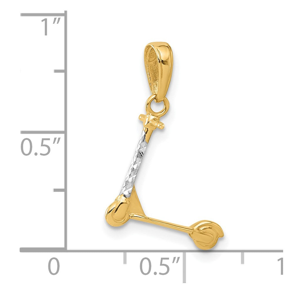 14K Gelb & Rhodium und Weiß Rhodium Diamantiert 3d Scooter Anhänger