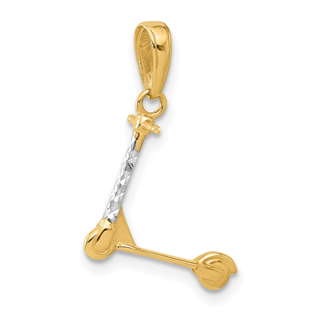 14K Gelb & Rhodium und Weiß Rhodium Diamantiert 3d Scooter Anhänger