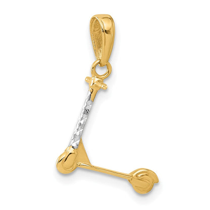 14K Gelb & Rhodium und Weiß Rhodium Diamantiert 3d Scooter Anhänger